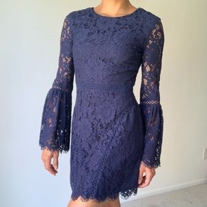 Navy Lace Long Sleeve Dress